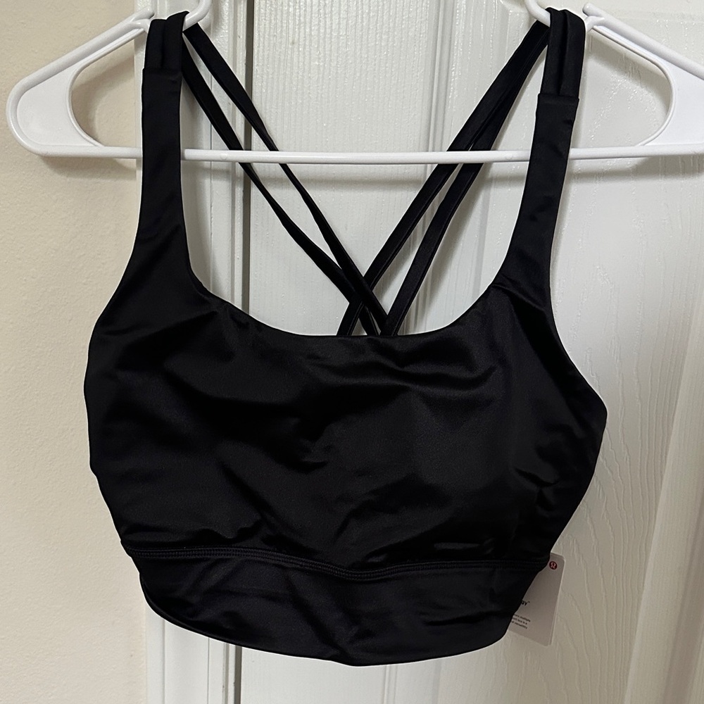 lululemon Energy LL sports Bra - Black Satin Shine